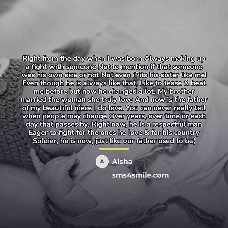 “Right from the day when I was born Always making…” quote by Aisha