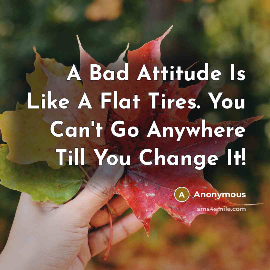 “A Bad Attitude Is Like A Flat Tires. You Can't Go Anywhere Till You Change It!” quote by Anonymous