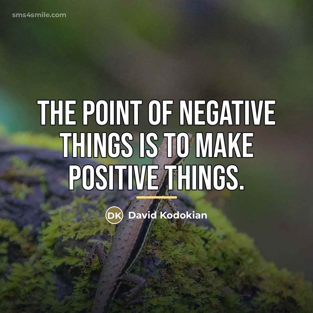 “The point of negative things is to make positive things.…” quote by David Kodokian