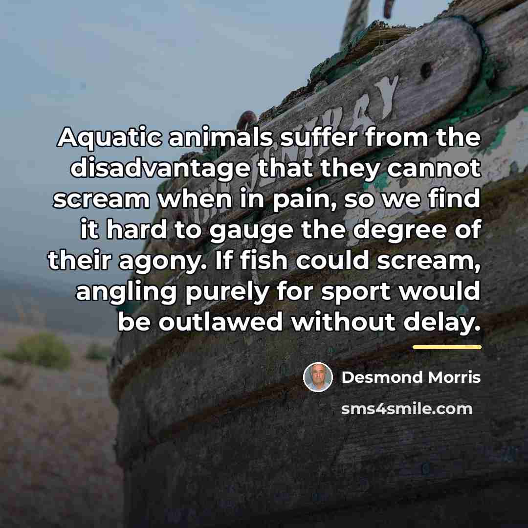 “Aquatic animals suffer from the disadvantage that they cannot scream…” quote by Desmond Morris