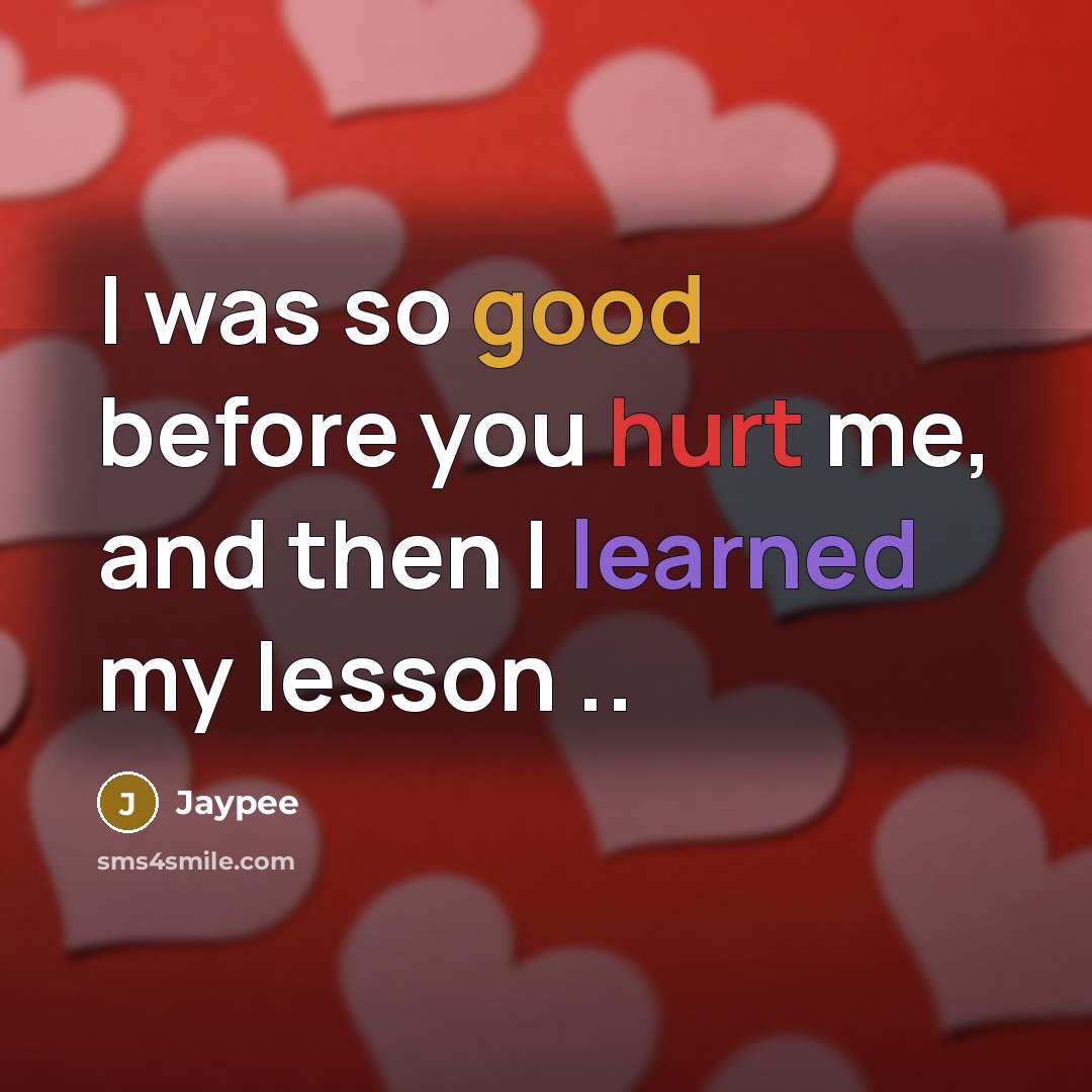 “I was so good before you hurt me, and then…” quote by Jaypee