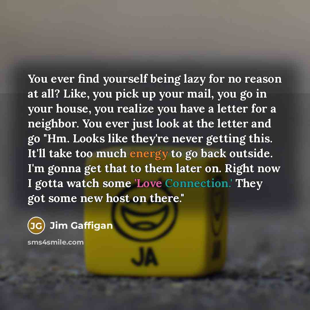 “You ever find yourself being lazy for no reason at…” quote by Jim Gaffigan
