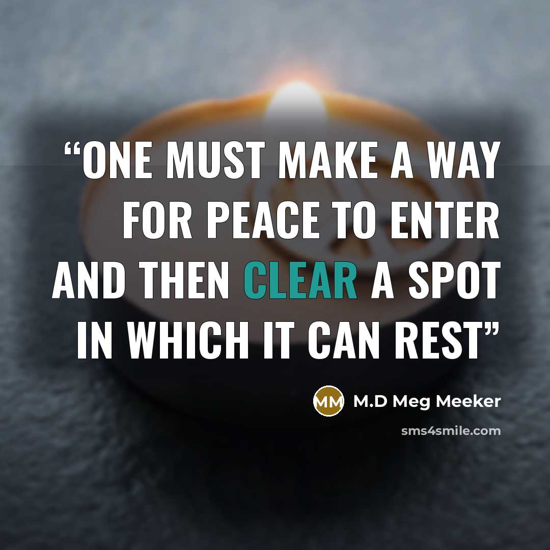 “One must make a way for peace to enter and then clear a spot in which it can rest” quote by M.D Meg Meeker