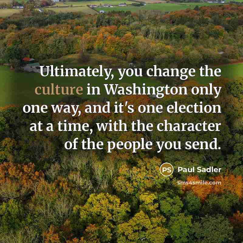 “Ultimately, you change the culture in Washington only one way,…” quote by Paul Sadler