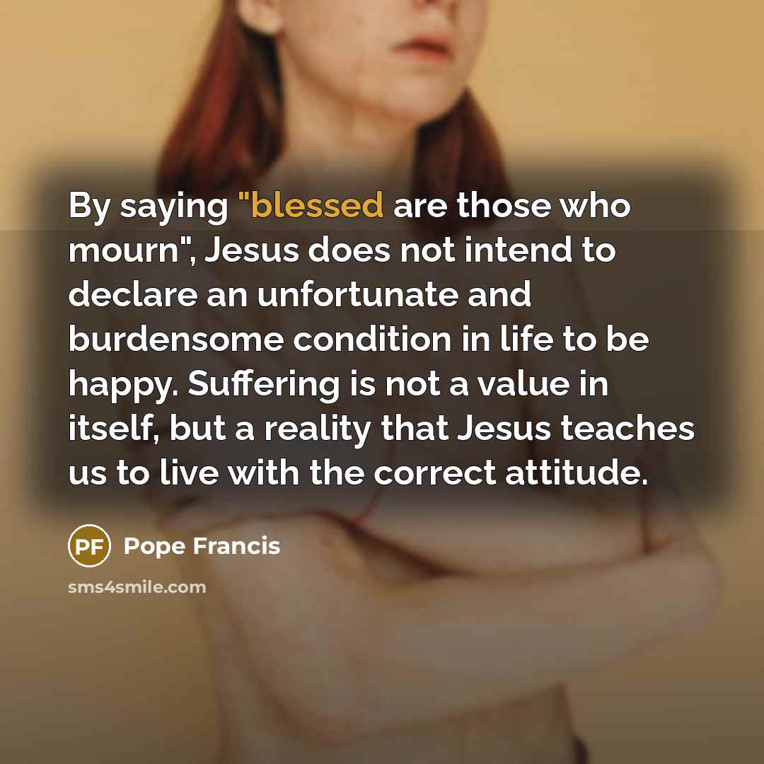 “By saying "blessed are those who mourn", Jesus does not…” quote by Pope Francis