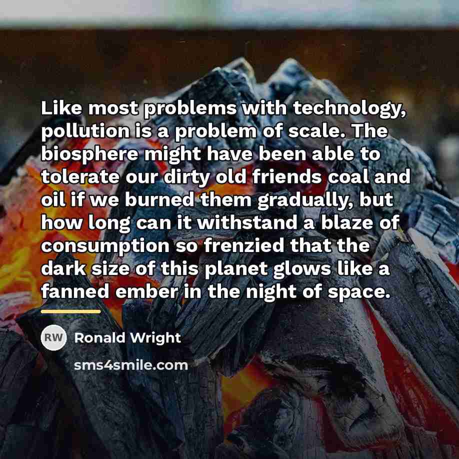 “Like most problems with technology, pollution is a problem of…” quote by Ronald Wright