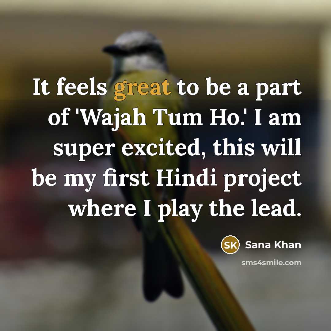 “It feels great to be a part of 'Wajah Tum Ho.' I am super excited, this will be my first Hindi project where I play the lead.” quote by Sana Khan