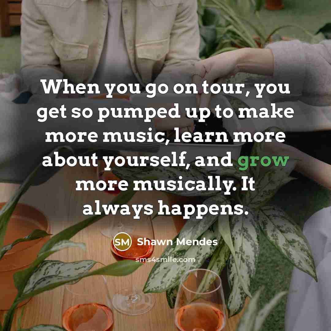 “When you go on tour, you get so pumped up…” quote by Shawn Mendes