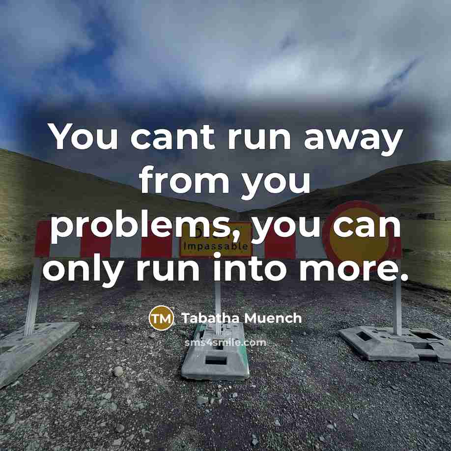 “You cant run away from you problems, you can only run into more.” quote by Tabatha Muench
