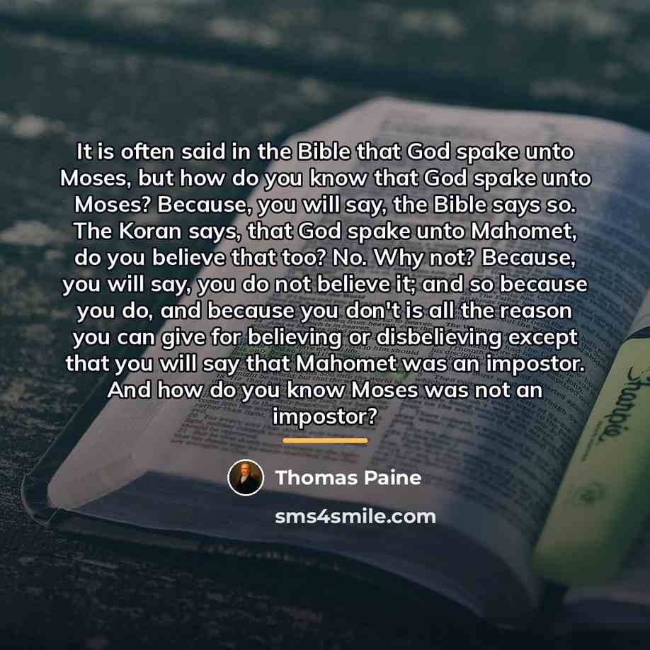 “It is often said in the Bible that God spake…” quote by Thomas Paine