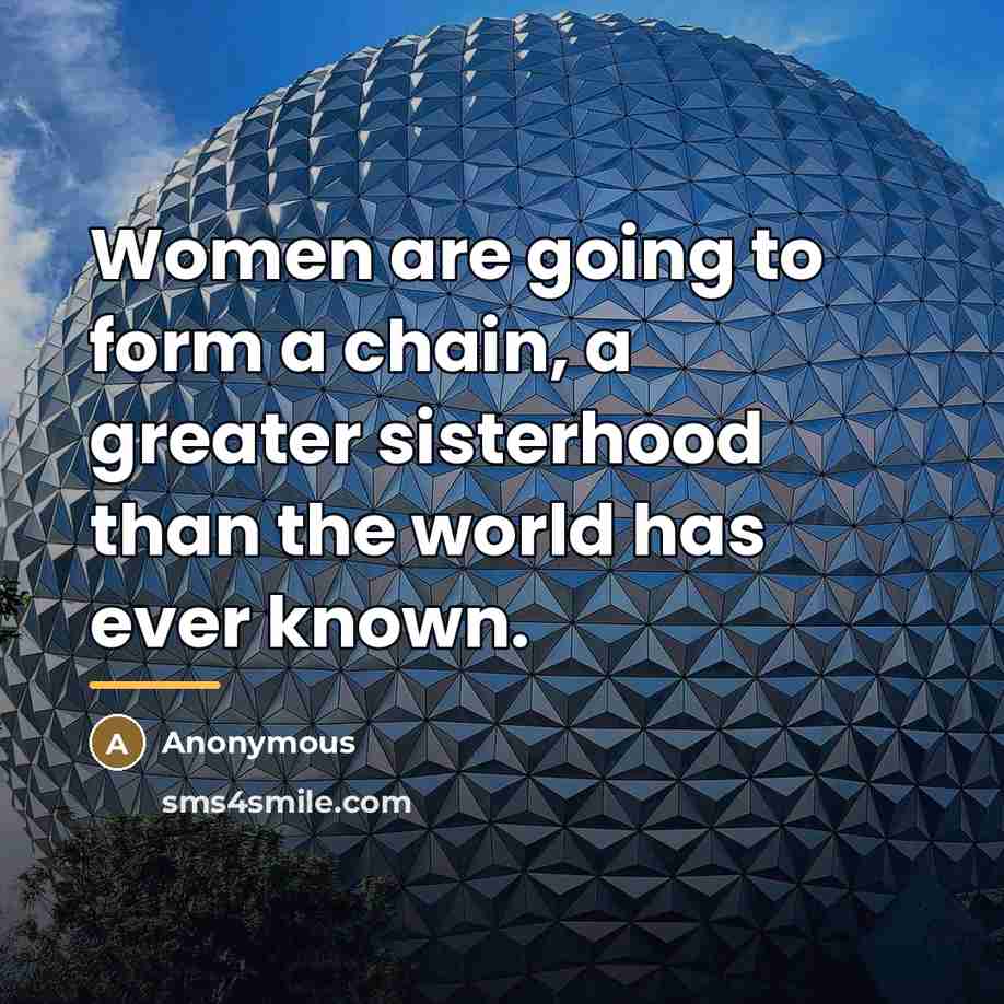 “Women are going to form a chain, a greater sisterhood…” quote by Anonymous