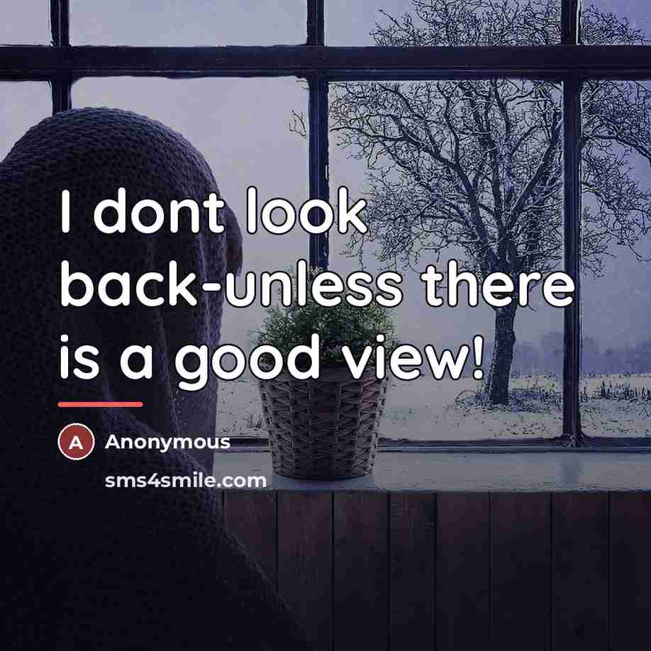 “I dont look back-unless there is a good view!…” quote by Anonymous
