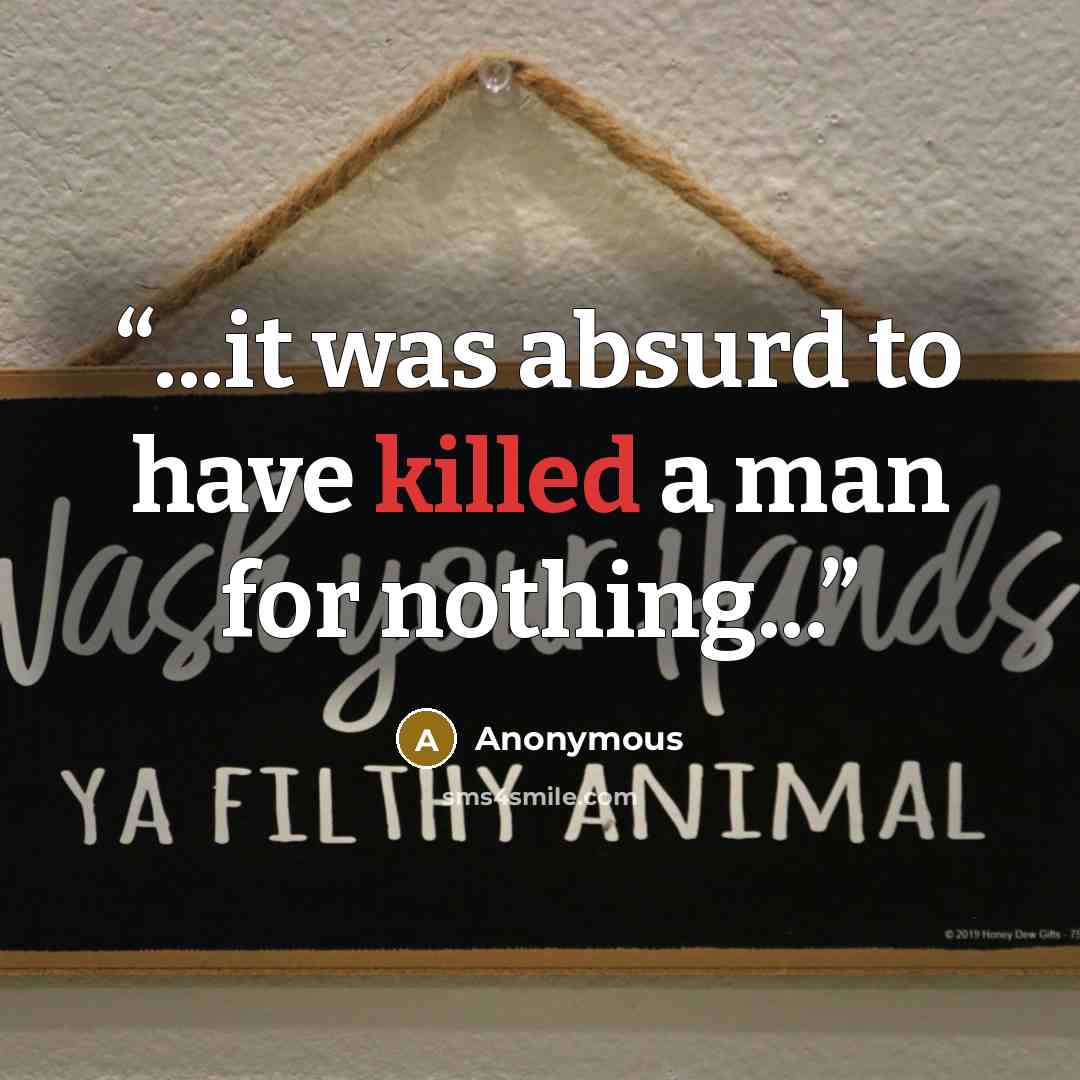 “...it was absurd to have killed a man for nothing...” quote by Anonymous