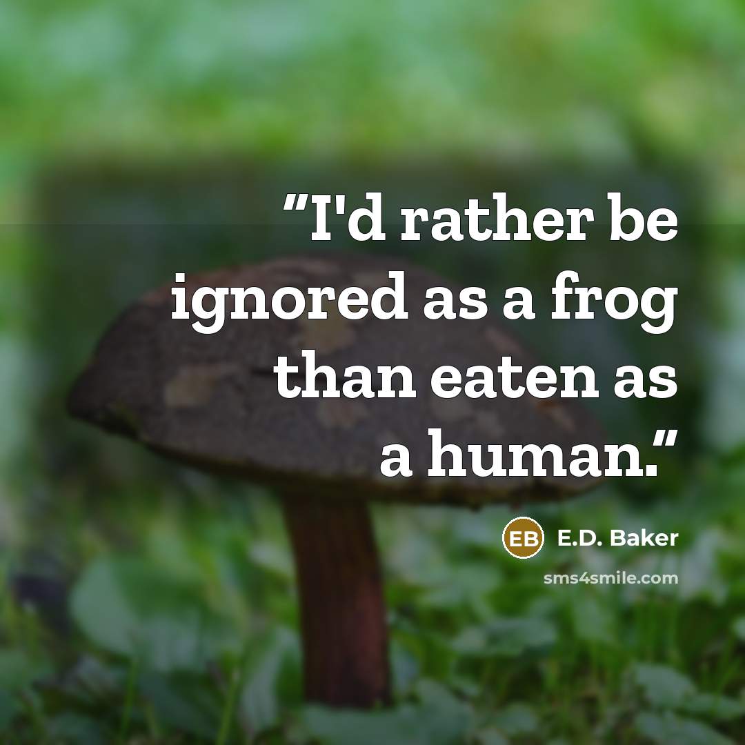 “I'd rather be ignored as a frog than eaten as a human.” quote by E.D. Baker