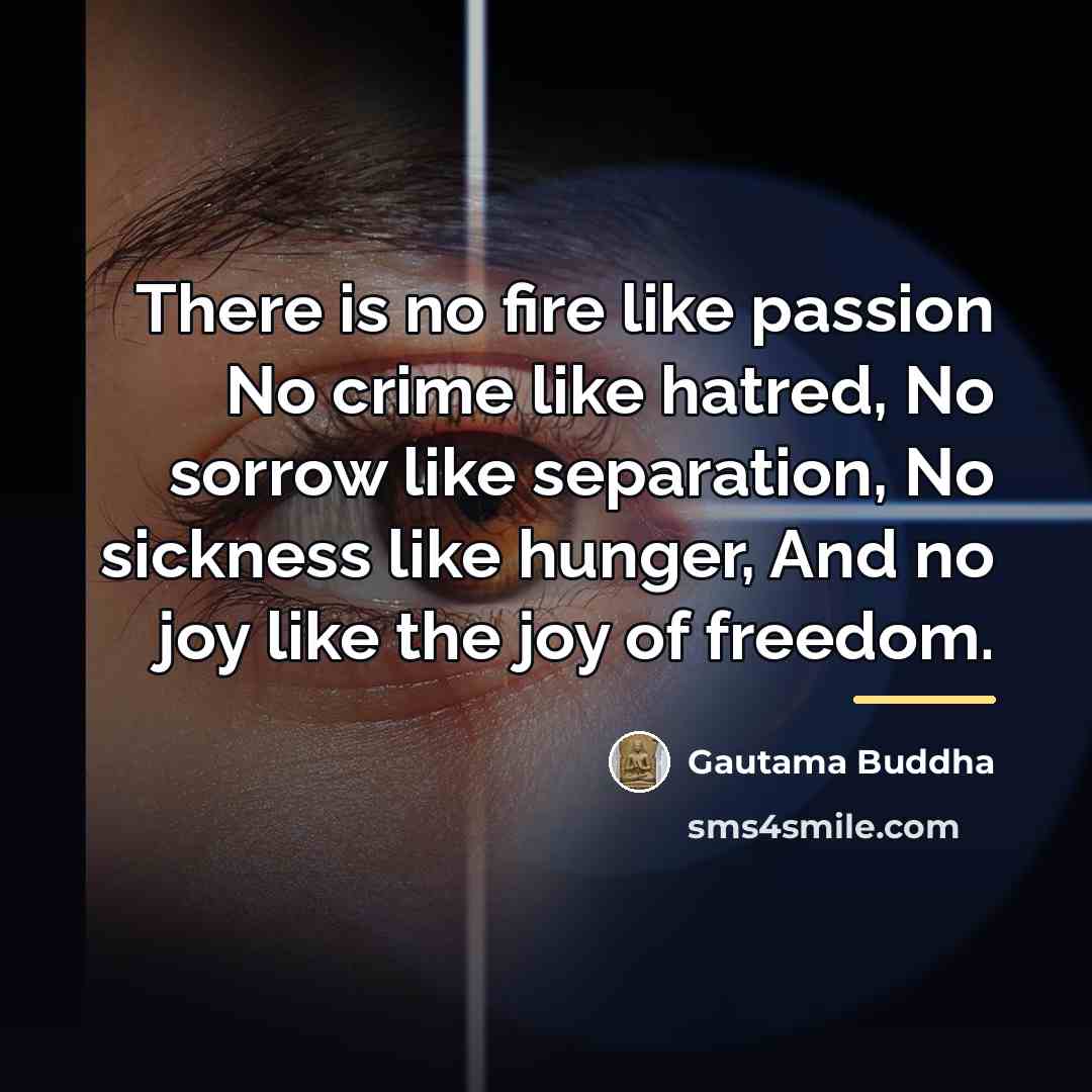 “There is no fire like passion No crime like hatred,…” quote by Gautama Buddha