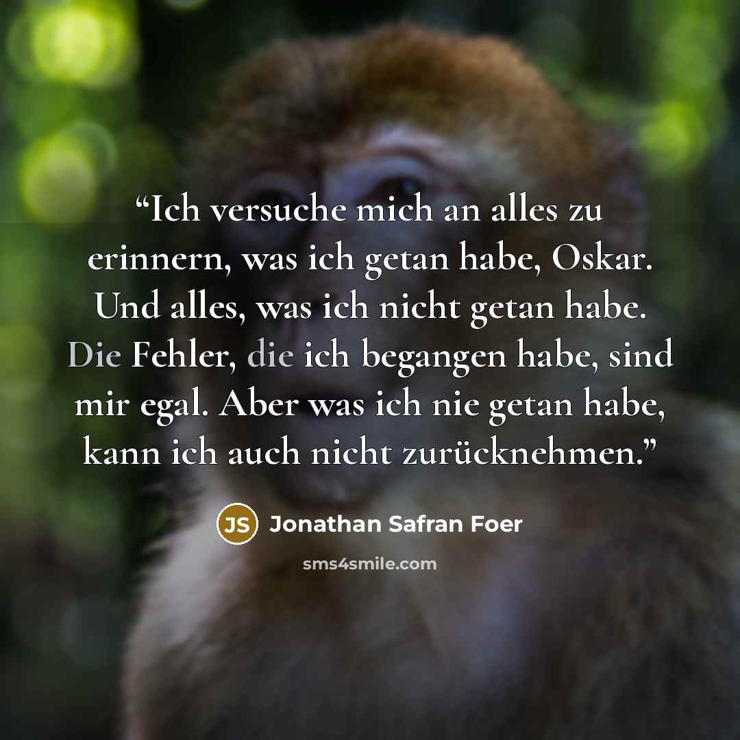 “Ich versuche mich an alles zu erinnern, was ich getan habe, Oskar. Und alles, was ich nicht getan habe. Die Fehler, die ich begangen habe, sind mir egal. Aber was ich nie getan habe, kann ich auch nicht zurücknehmen.” quote by Jonathan Safran Foer