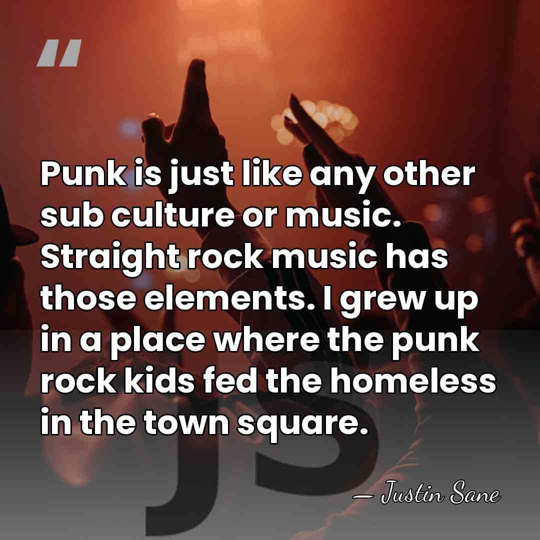 Punk is just like any other sub culture or music. Straight rock&hellip; - Justin Sane