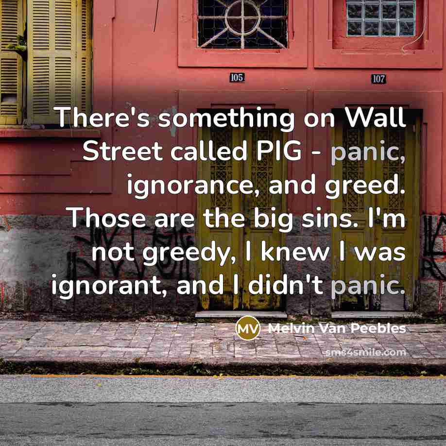 “There's something on Wall Street called PIG - panic, ignorance,…” quote by Melvin Van Peebles