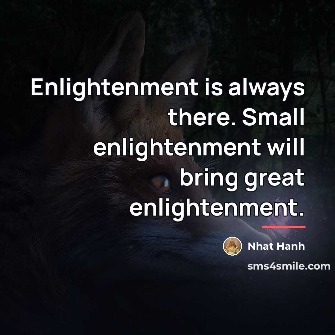 “Enlightenment is always there. Small enlightenment will bring great enlightenment.…” quote by Nhat Hanh