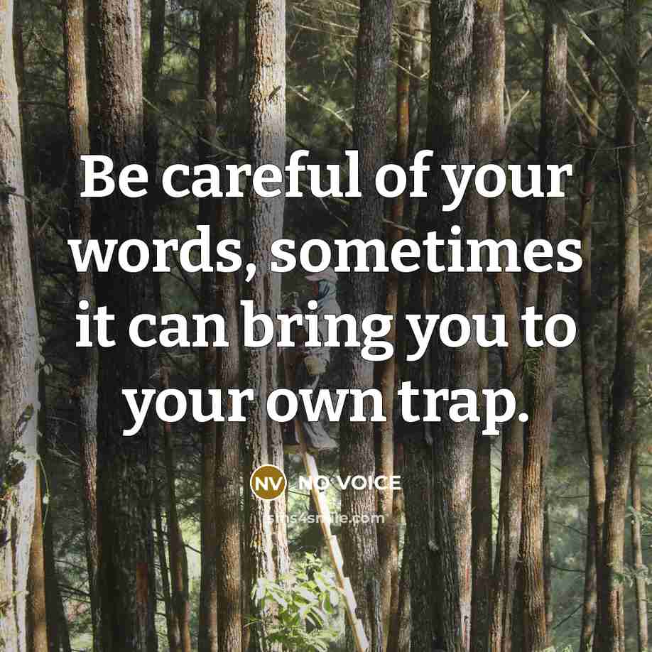 “Be careful of your words, sometimes it can bring you…” quote by NO VOICE