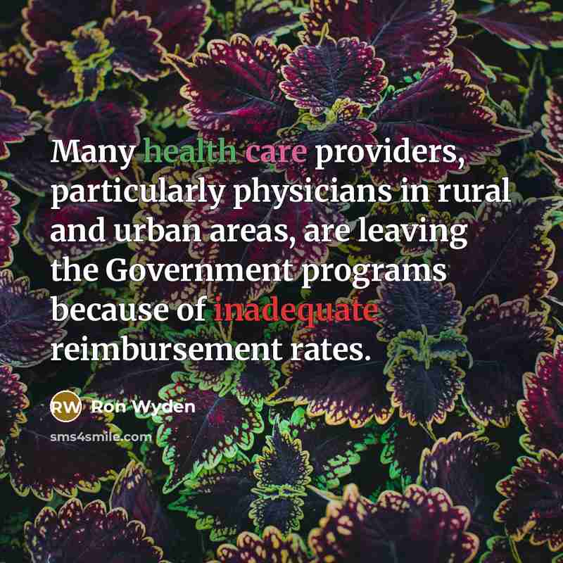 “Many health care providers, particularly physicians in rural and urban…” quote by Ron Wyden