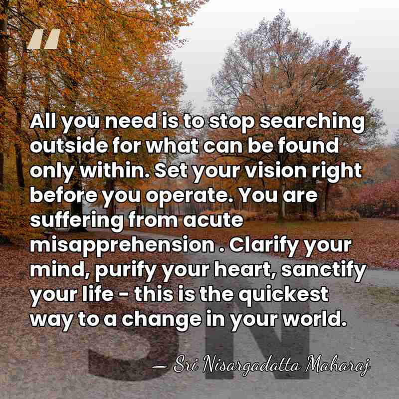 All you need is to stop searching outside for what can be&hellip; - Sri Nisargadatta Maharaj