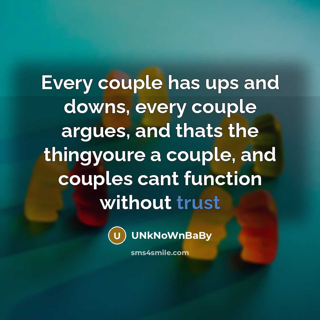 “Every couple has ups and downs, every couple argues, and thats the thingyoure a couple, and couples cant function without trust” quote by UNkNoWnBaBy