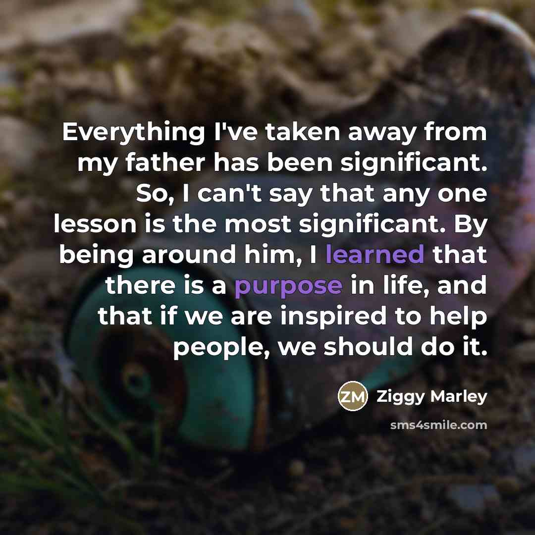 “Everything I've taken away from my father has been significant.…” quote by Ziggy Marley