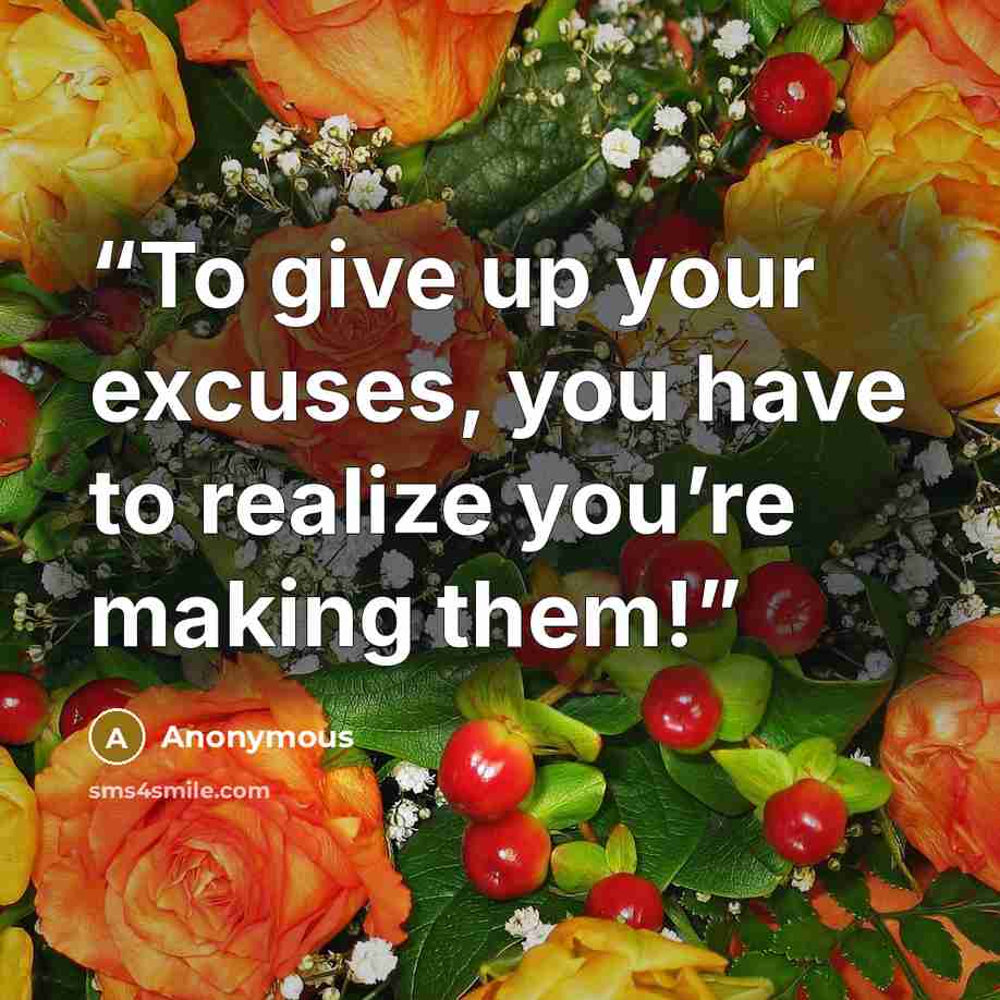 “To give up your excuses, you have to realize you’re making them!” quote by Anonymous