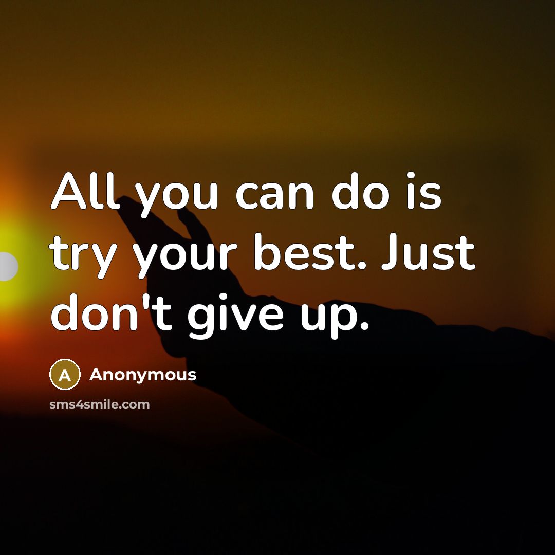 “All you can do is try your best. Just don't…” quote by Anonymous