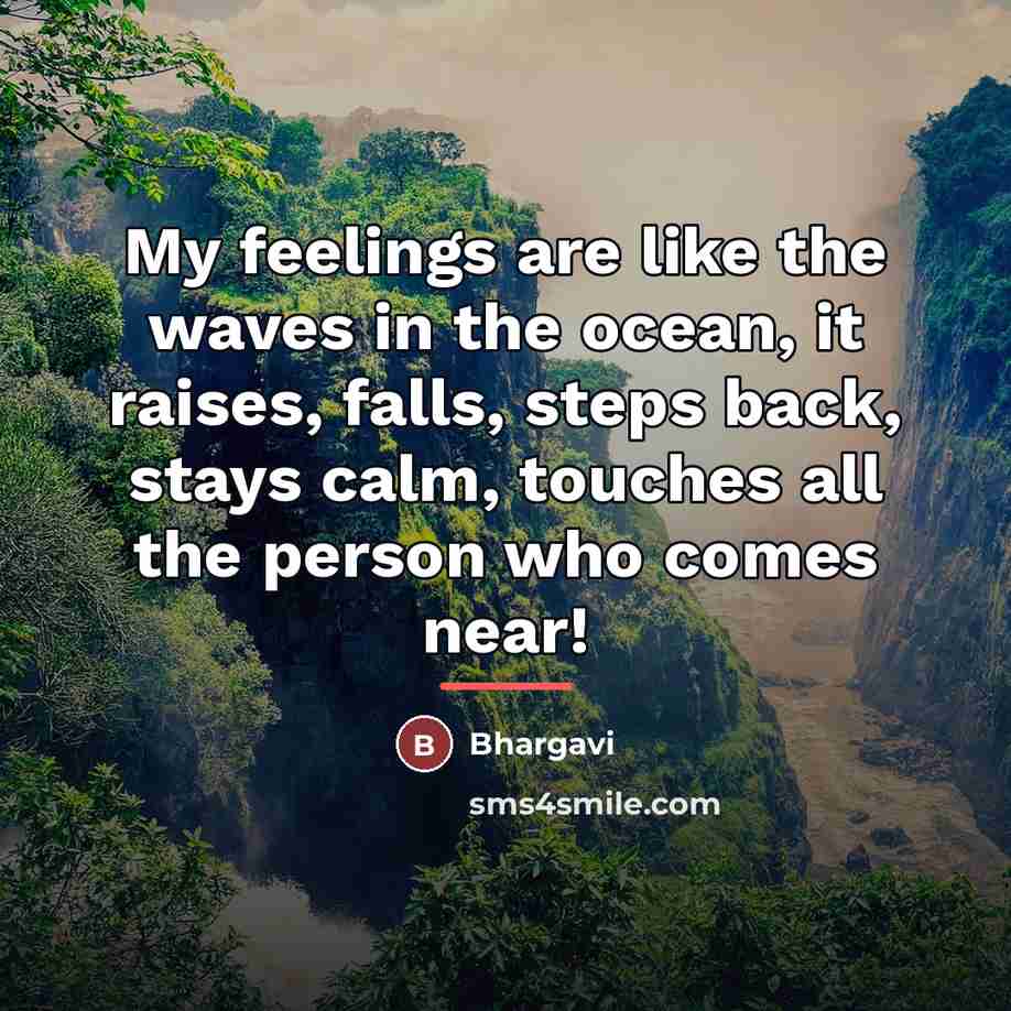 “My feelings are like the waves in the ocean, it…” quote by Bhargavi