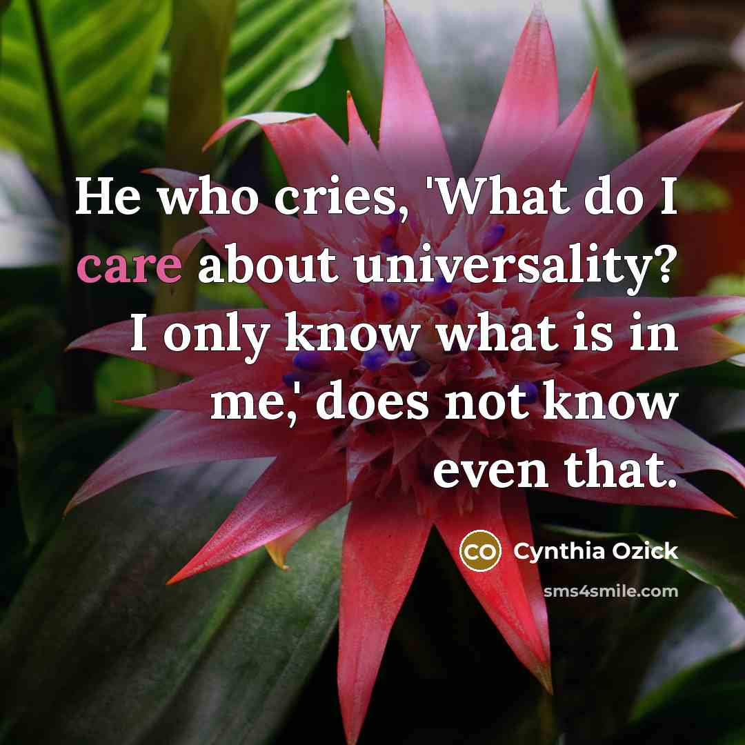 “He who cries, 'What do I care about universality? I…” quote by Cynthia Ozick