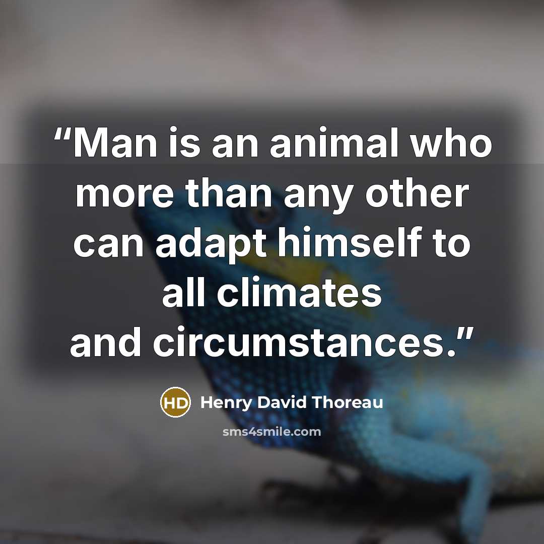 “Man is an animal who more than any other can adapt himself to all climates and circumstances.” quote by Henry David Thoreau