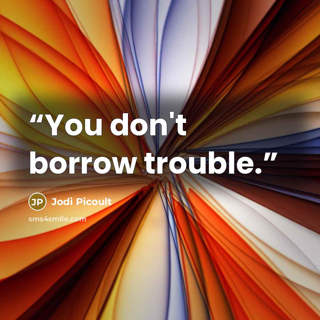 “You don't borrow trouble.” quote by Jodi Picoult