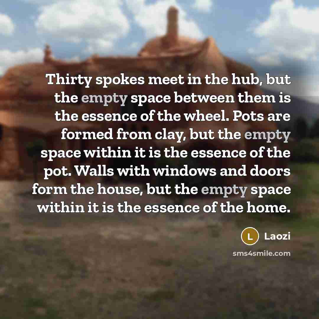 “Thirty spokes meet in the hub, but the empty space…” quote by Laozi
