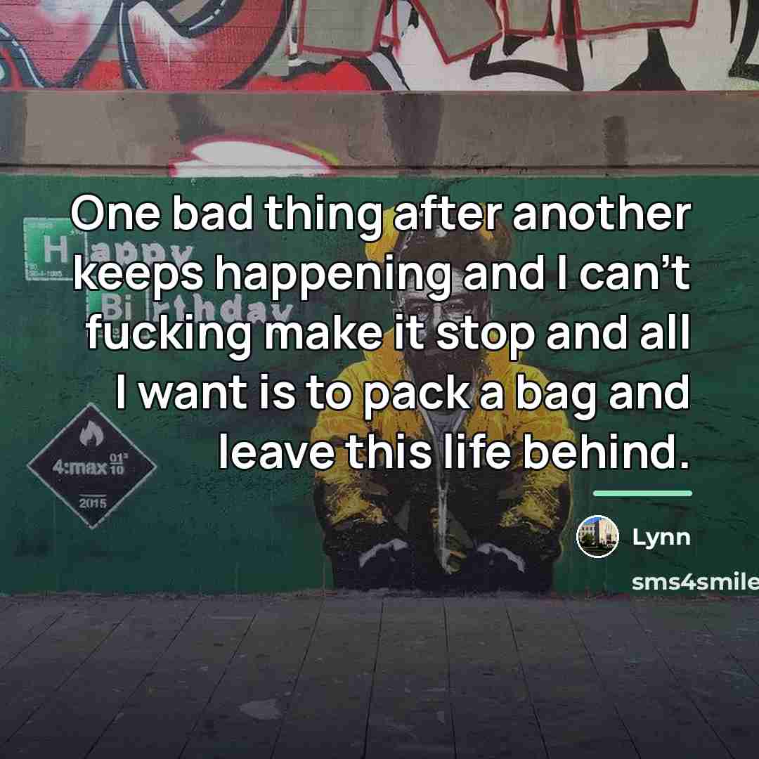 “One bad thing after another keeps happening and I can't…” quote by Lynn