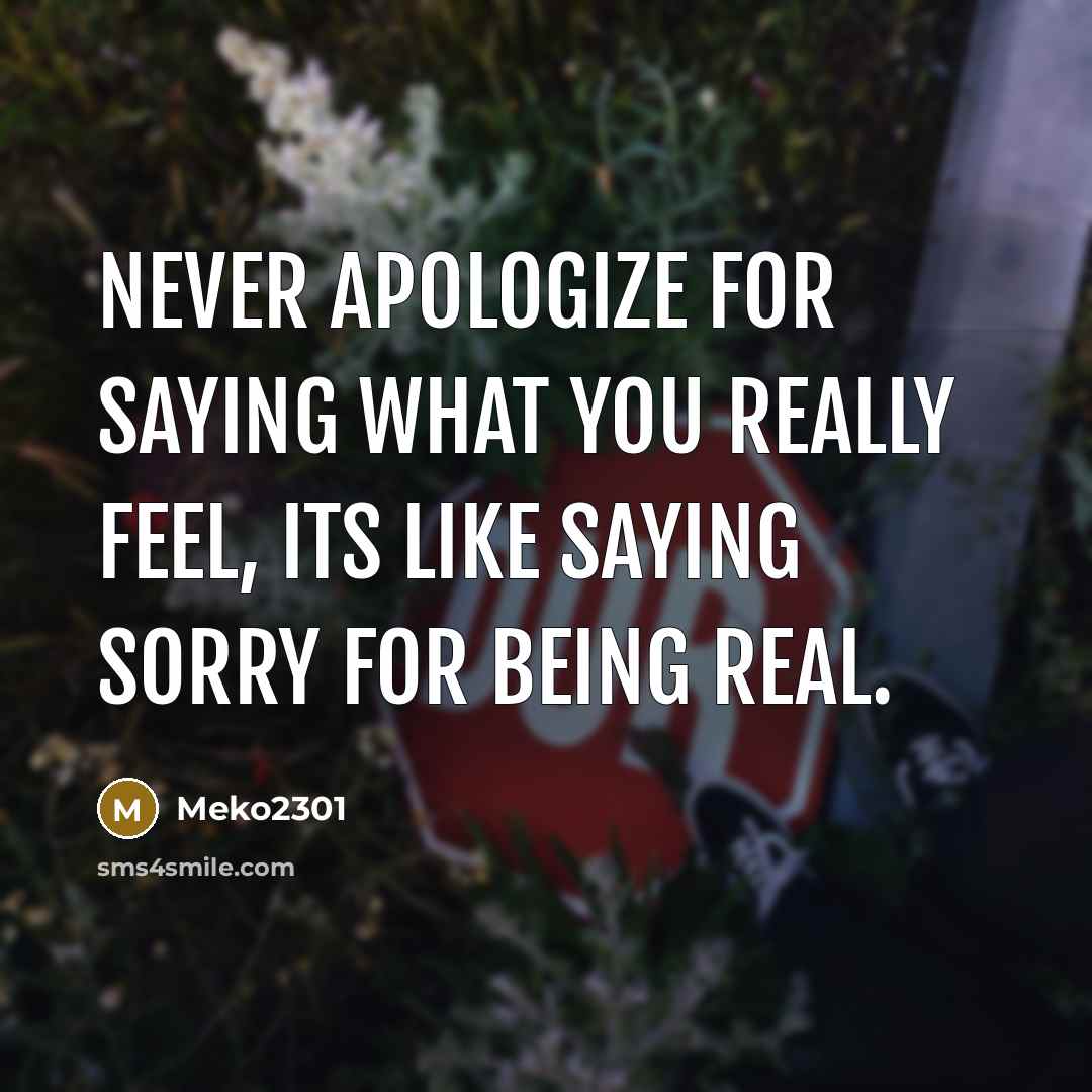 “Never apologize for saying what you really feel, its like…” quote by Meko2301