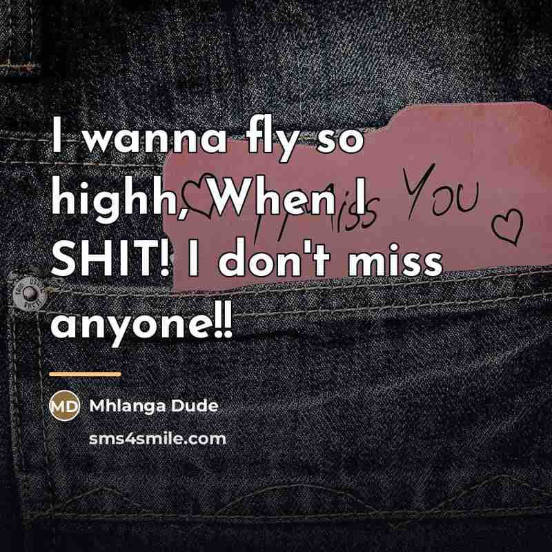 “I wanna fly so highh, When I SHIT! I don't…” quote by Mhlanga Dude