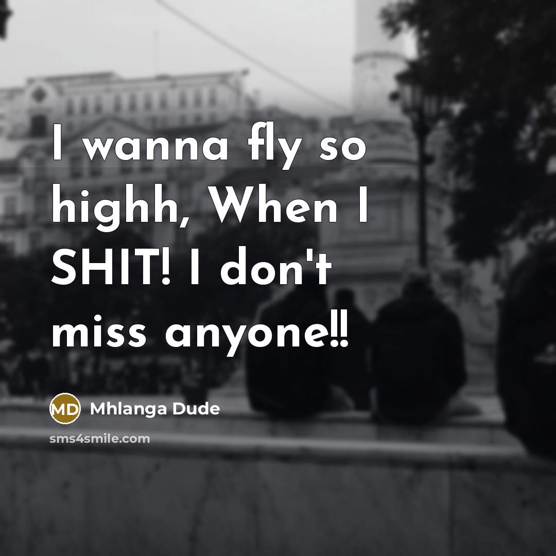 “I wanna fly so highh, When I SHIT! I don't miss anyone!!” quote by Mhlanga Dude