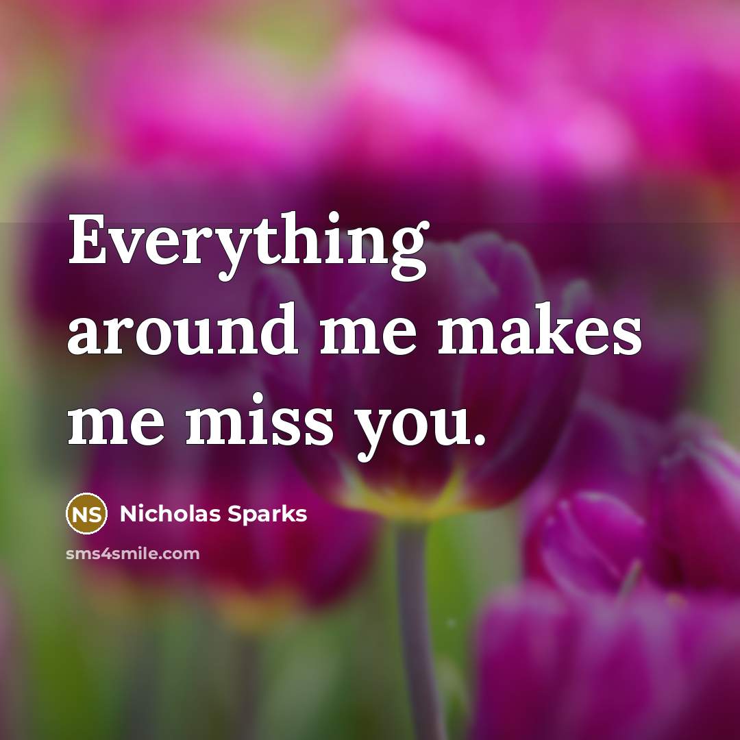“Everything around me makes me miss you.” quote by Nicholas Sparks