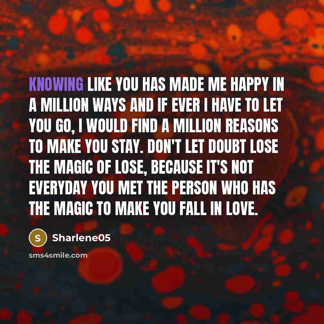 “Knowing like you has made me happy in a million…” quote by Sharlene05