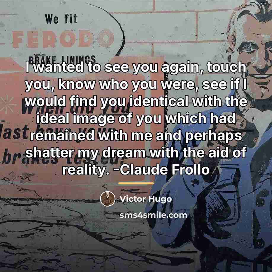 “I wanted to see you again, touch you, know who…” quote by Victor Hugo