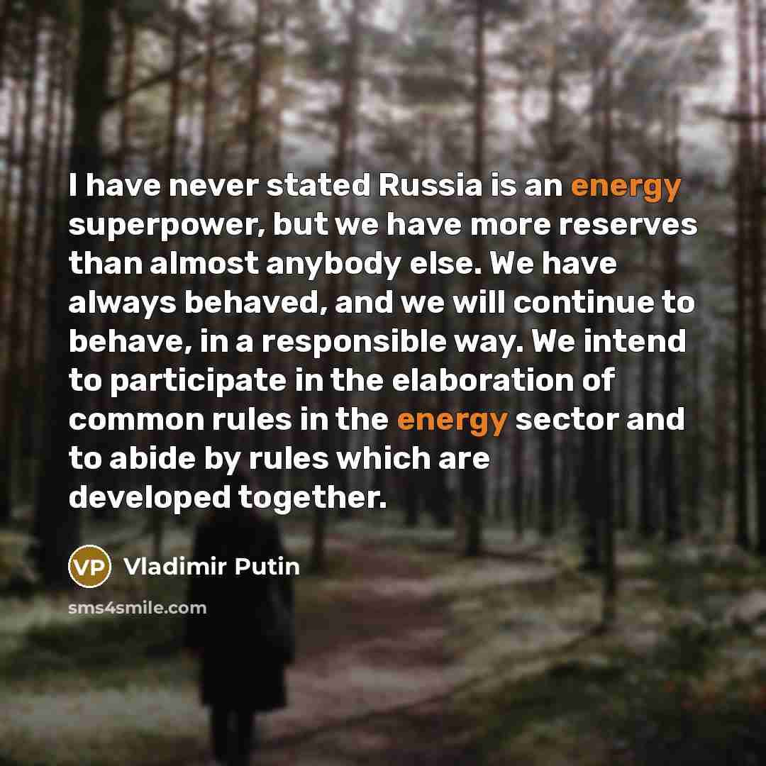 “I have never stated Russia is an energy superpower, but…” quote by Vladimir Putin