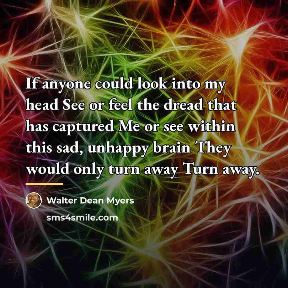 “If anyone could look into my head See or feel…” quote by Walter Dean Myers