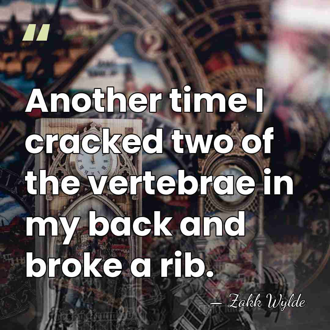 Another time I cracked two of the vertebrae in my back and&hellip; - Zakk Wylde