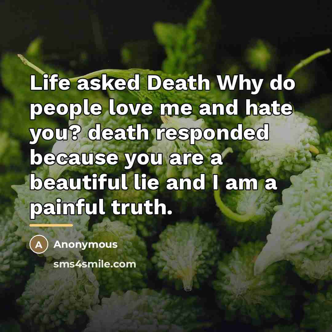 “Life asked Death Why do people love me and hate…” quote by Anonymous