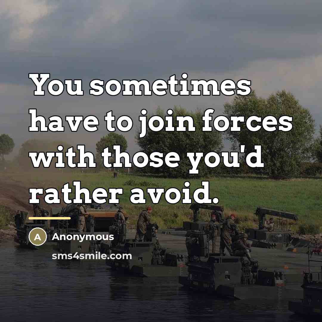“You sometimes have to join forces with those you'd rather…” quote by Anonymous
