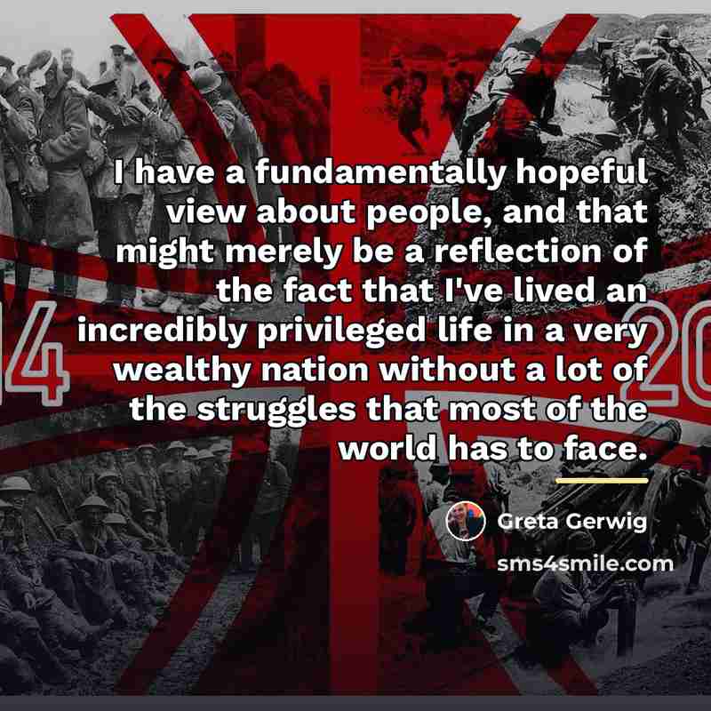 “I have a fundamentally hopeful view about people, and that…” quote by Greta Gerwig