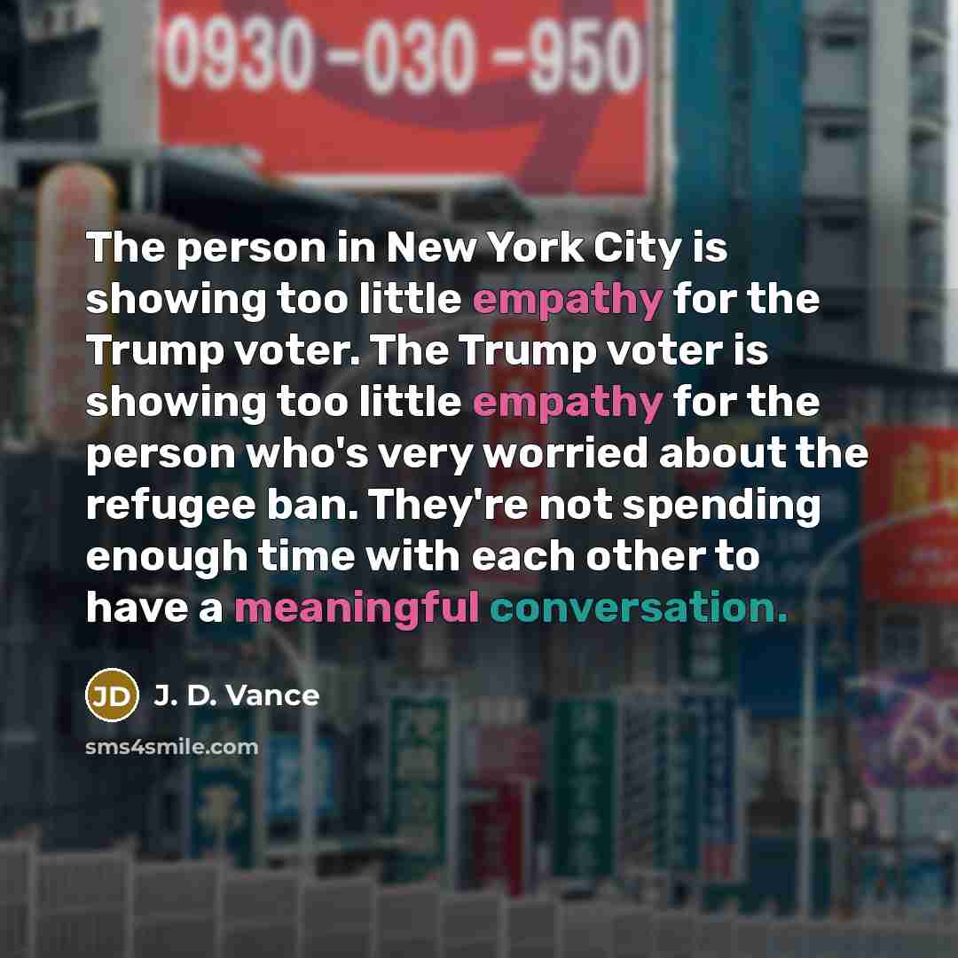 “The person in New York City is showing too little…” quote by J. D. Vance