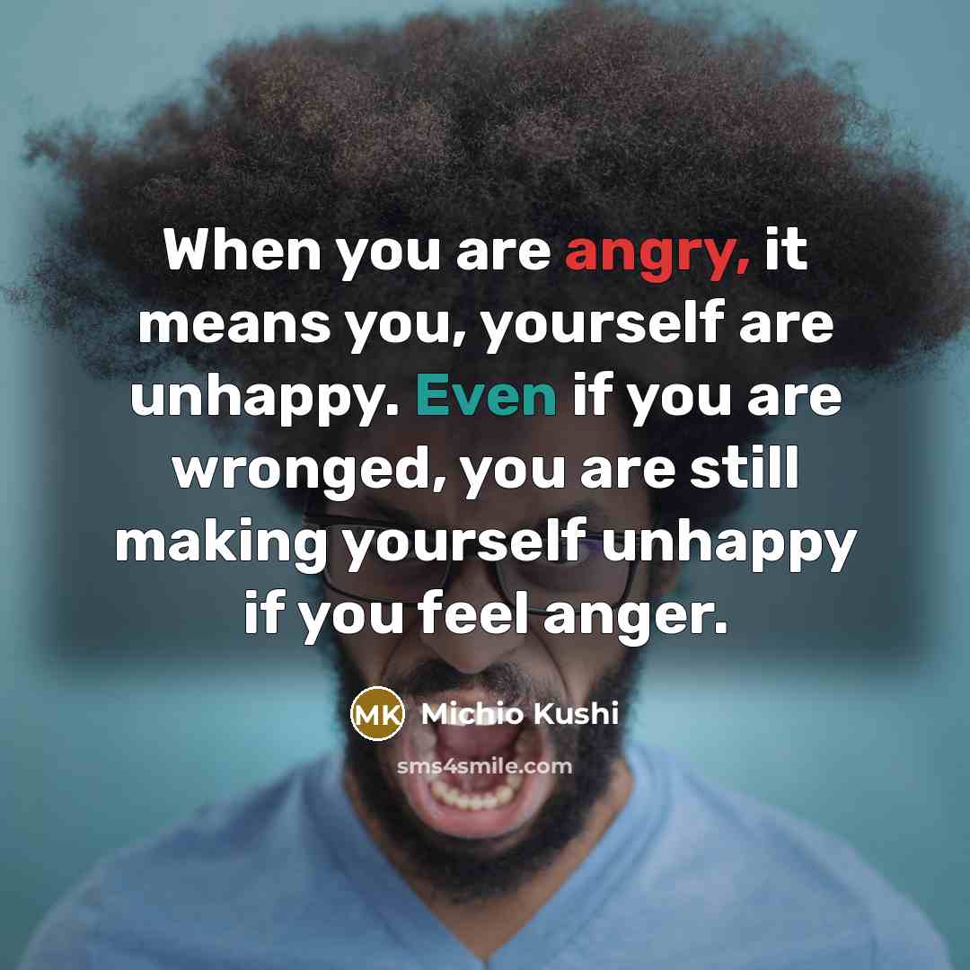 “When you are angry, it means you, yourself are unhappy.…” quote by Michio Kushi